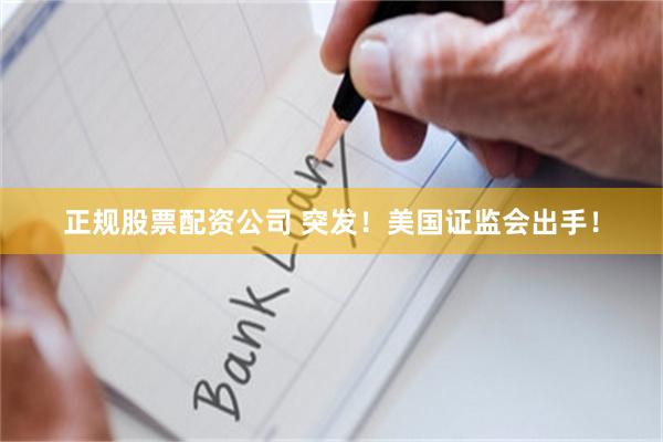 正规股票配资公司 突发!美国证监会出手!