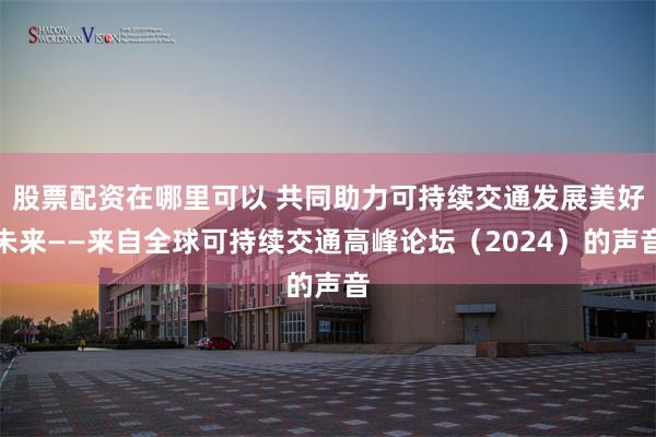 股票配资在哪里可以 共同助力可持续交通发展美好未来——来自全球可持续交通高峰论坛(2024)的声音