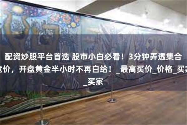 配资炒股平台首选 股市小白必看!3分钟弄透集合竞价,开盘黄金半小时不再白给!_最高买价_价格_买家