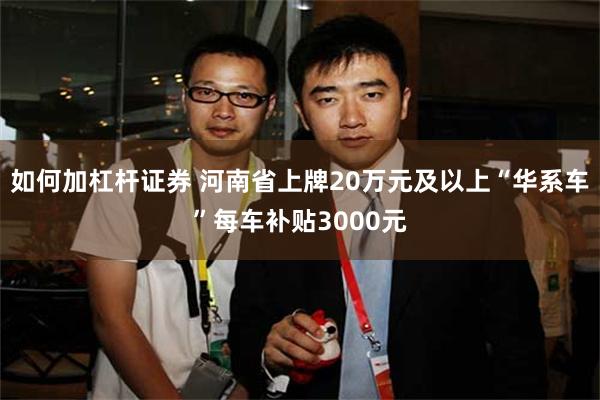 如何加杠杆证券 河南省上牌20万元及以上“华系车”每车补贴3000元